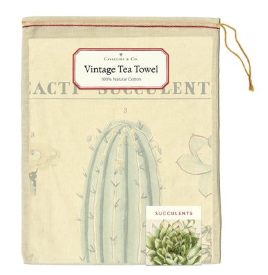 cacti & succulents tea towel