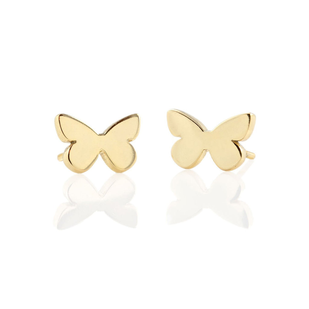 butterfly stud earrings in gold