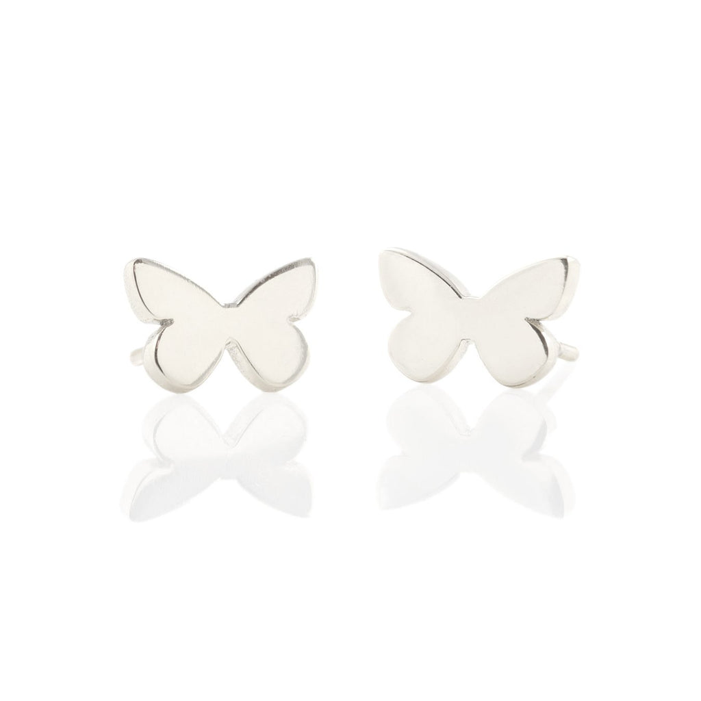 butterfly stud earrings in silver