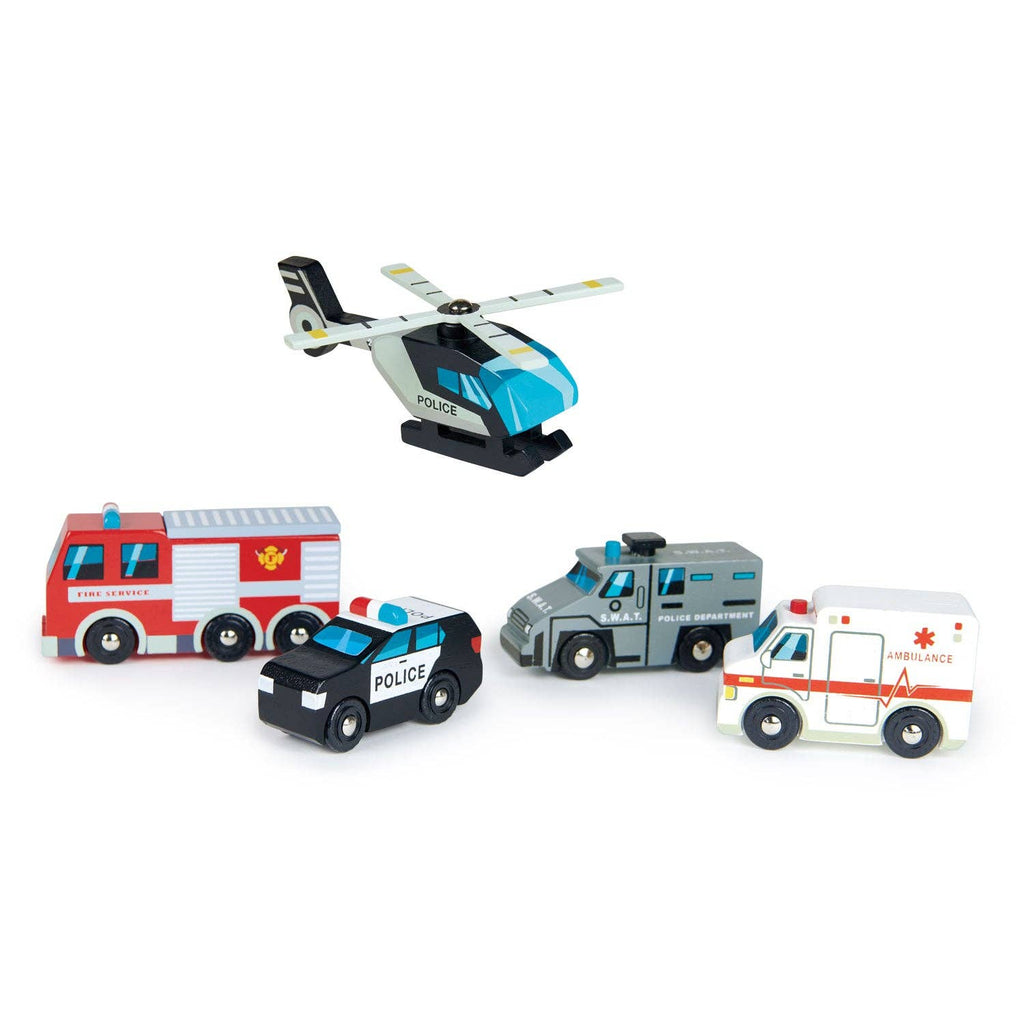 Emergency Vehicles Wooden Toy Set