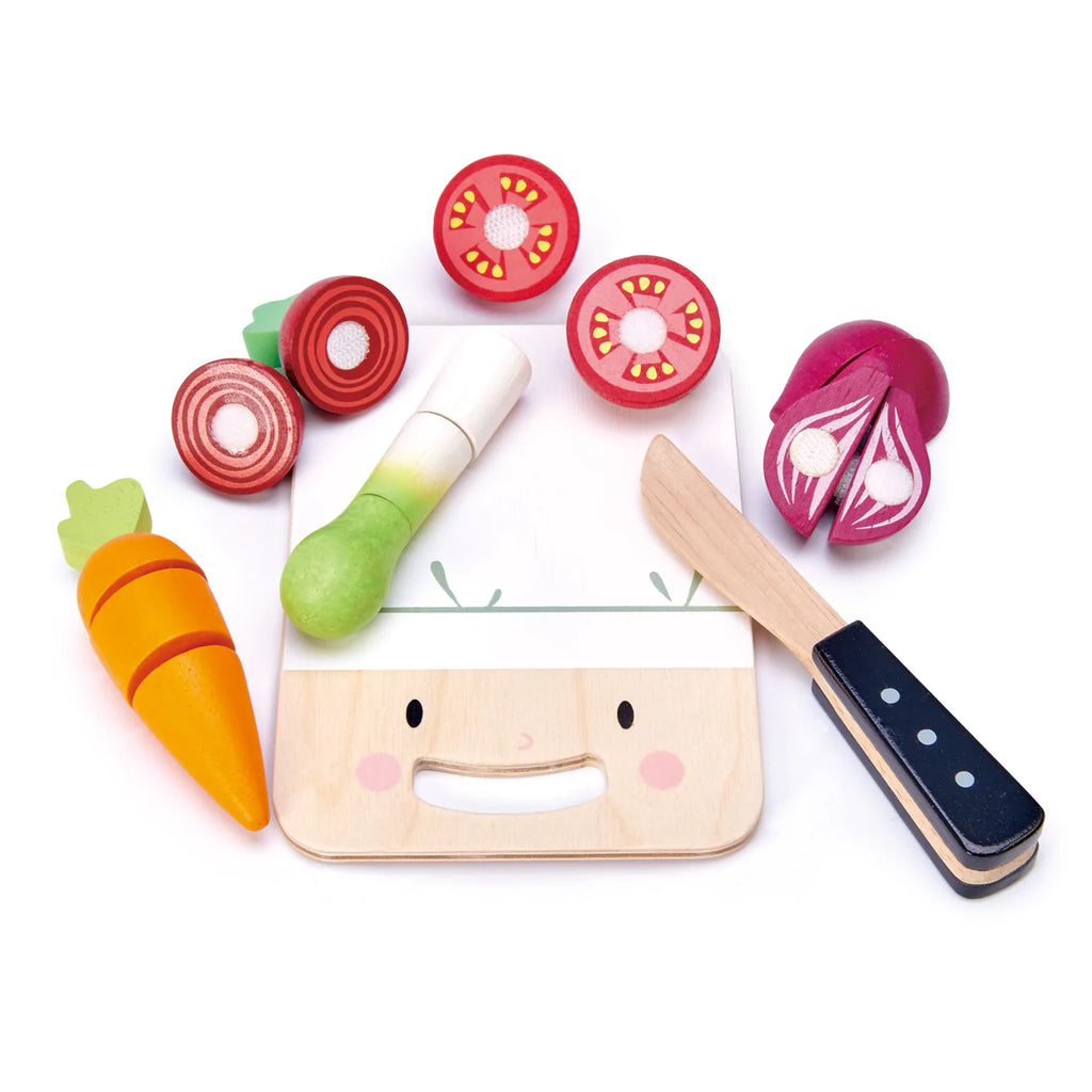 mini chef chopping board wooden toy set