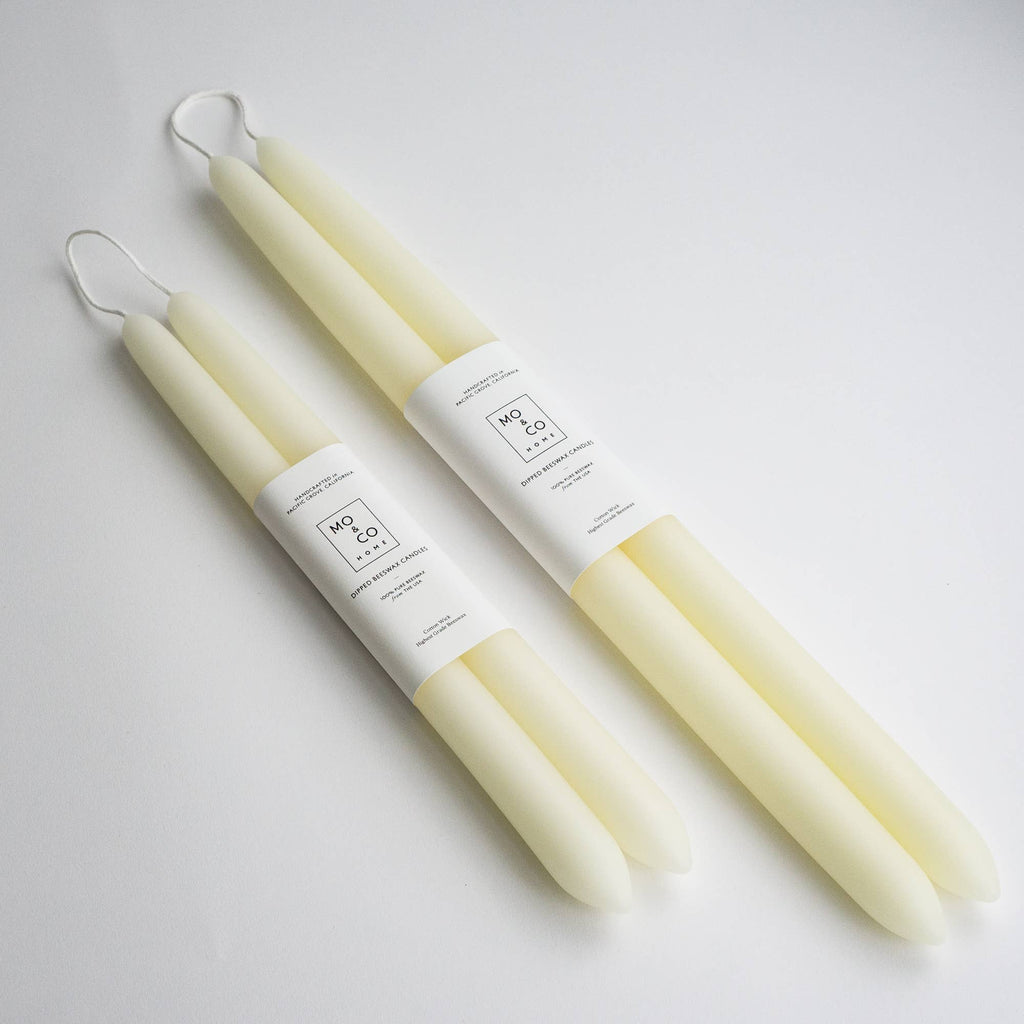 14" Beeswax Dipped Candles | Natural White