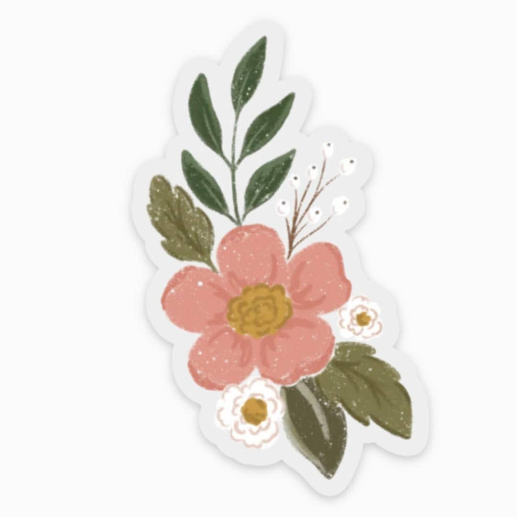 Clear Pink Camellia Sticker, 3x2 in.