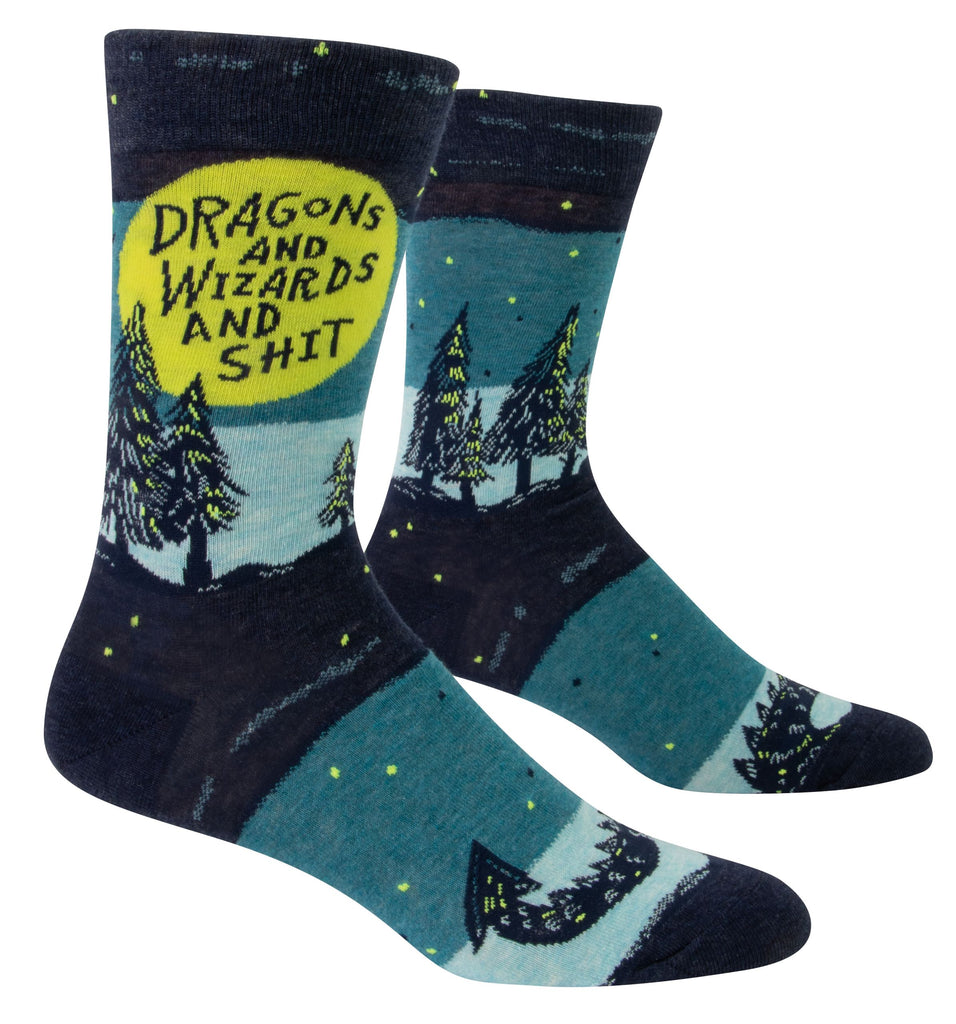 dragons & wizards & shit mens crew socks
