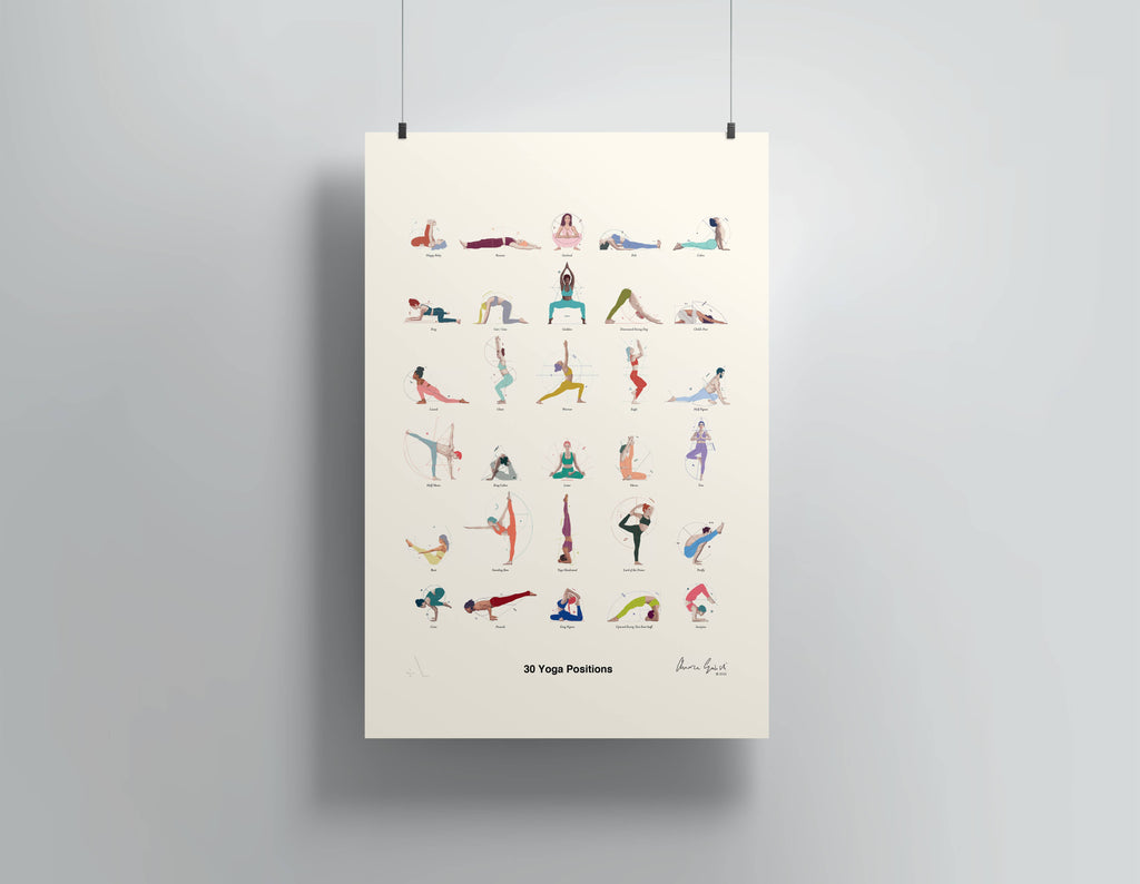 12" x 18" Yoga Positions Print