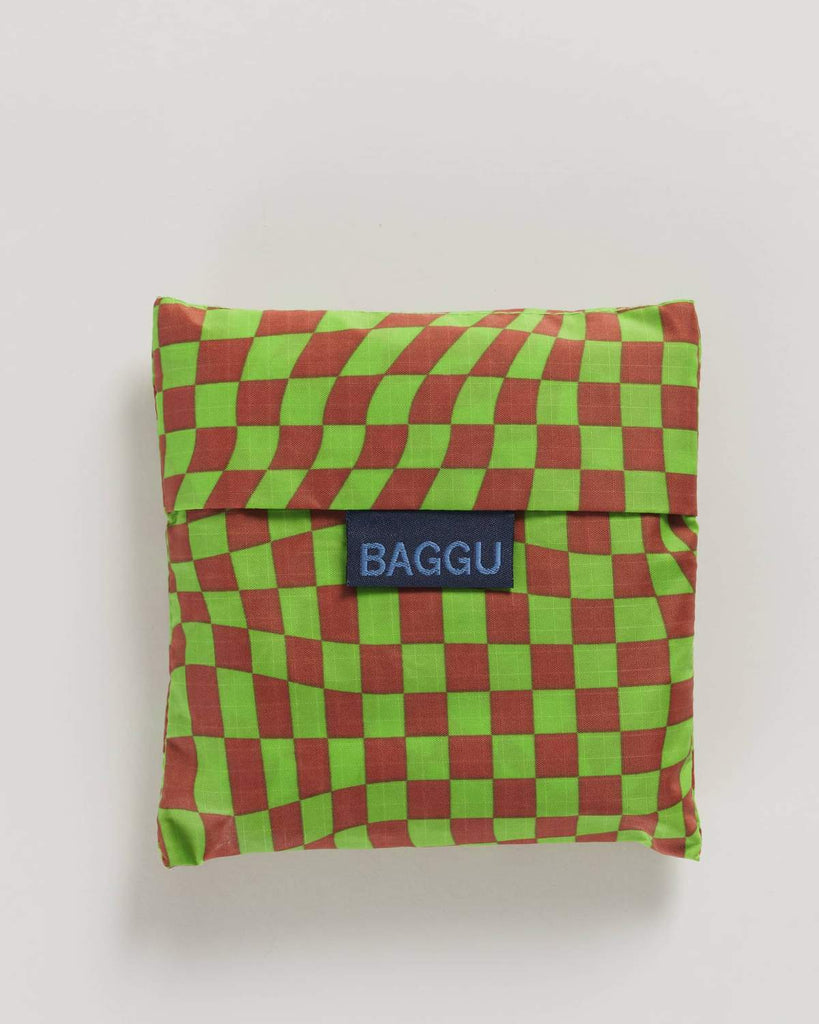 baggu green trippy checker