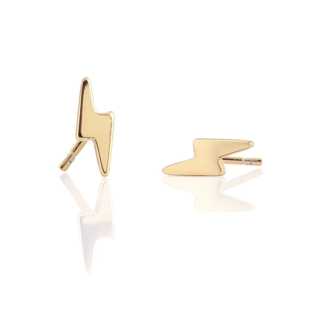 lightning bolt stud earrings in gold