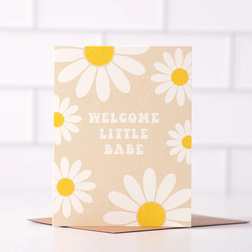 Welcome Little Babe - Boho Hippie New Baby Card