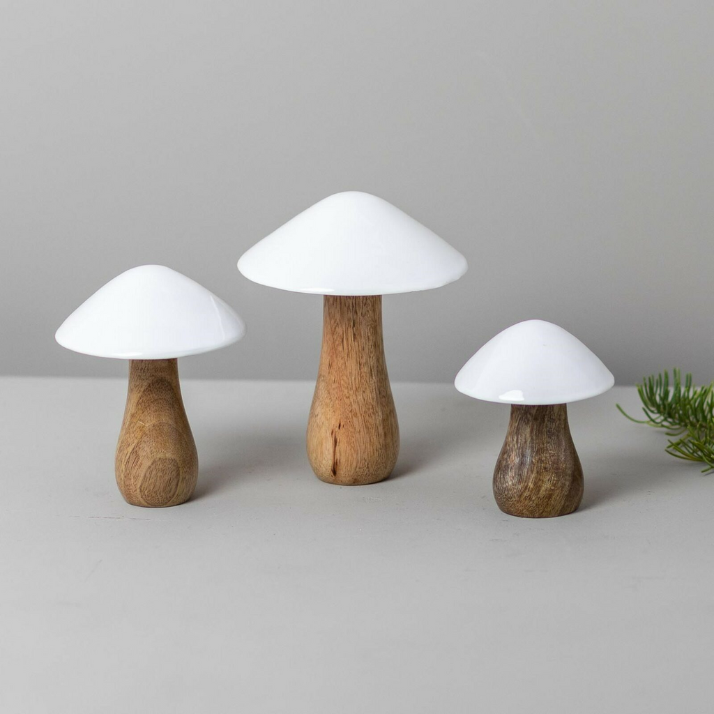 Mushroom - mango wood & enamel - Small