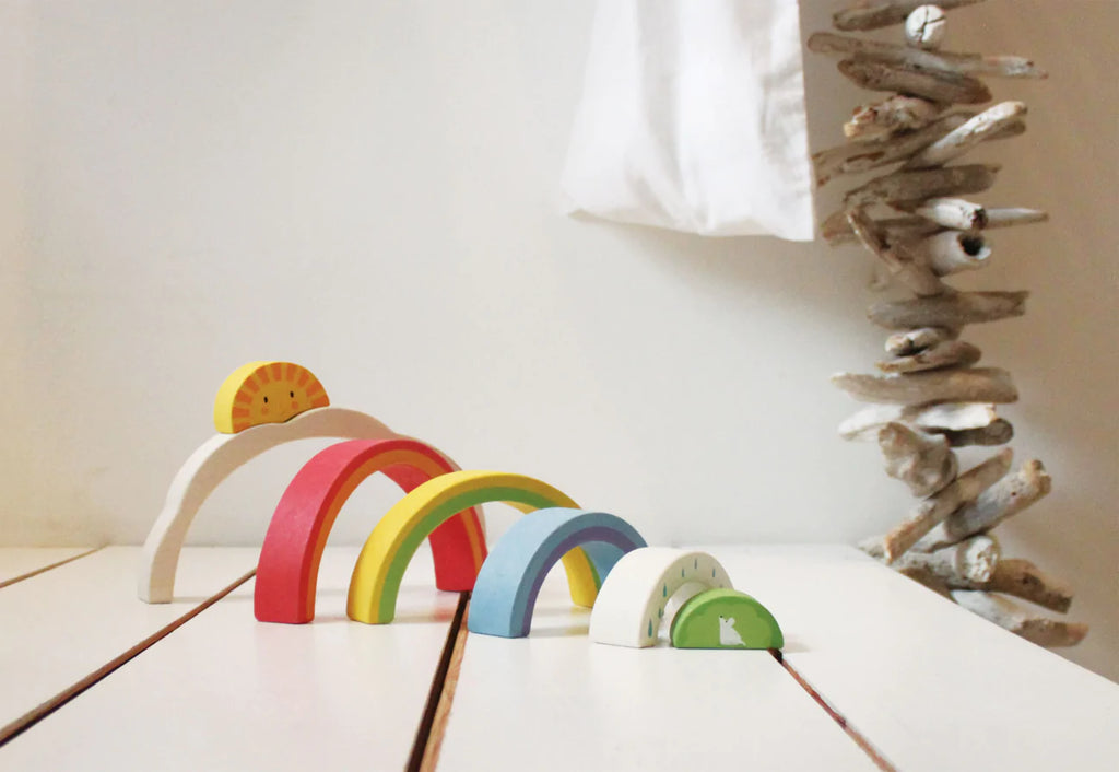rainbow tunnel wooden toy set