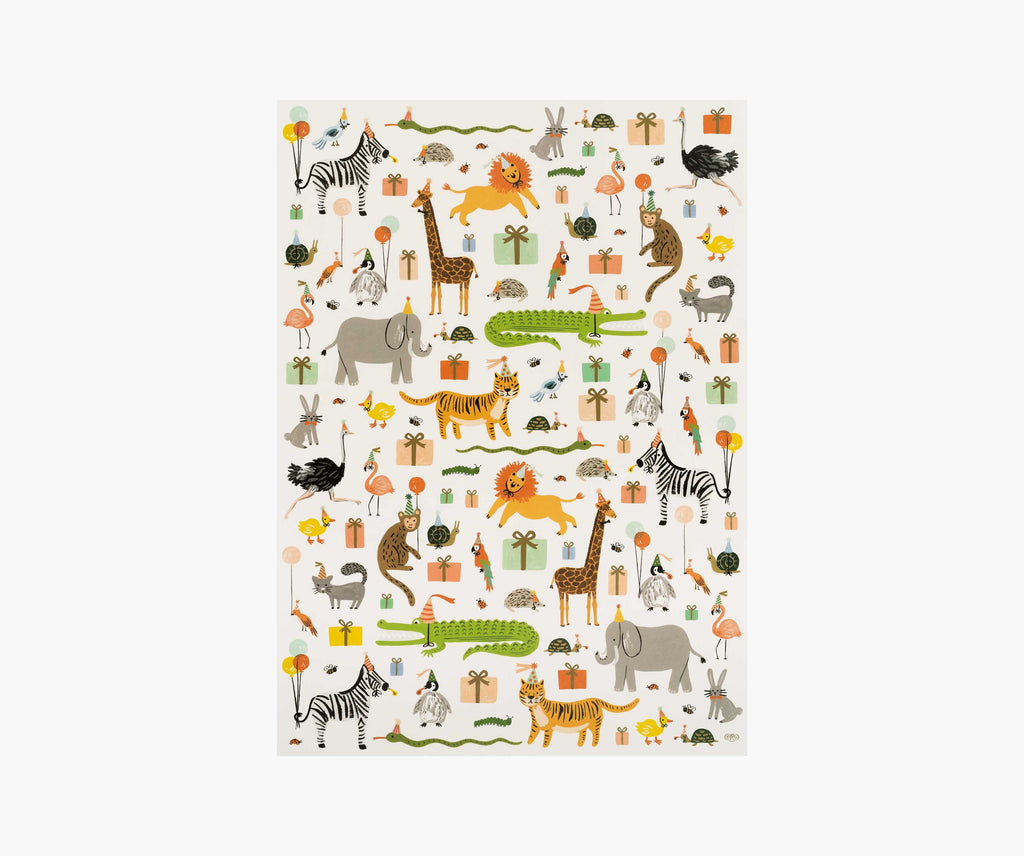Roll of 3 Party Animals Wrap Sheets