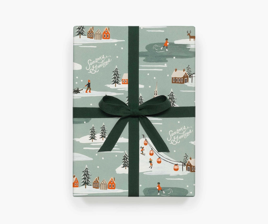 holiday snowscene wrapping sheets - roll of 3