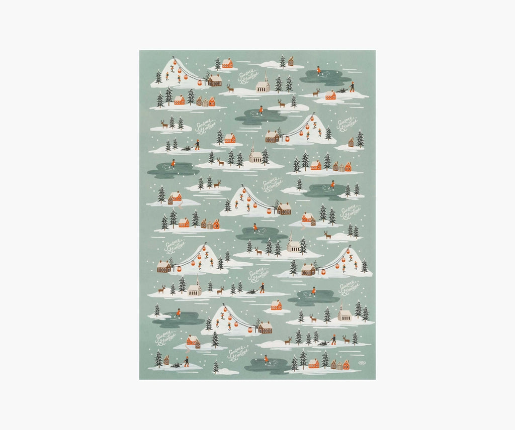 holiday snowscene wrapping sheets - roll of 3