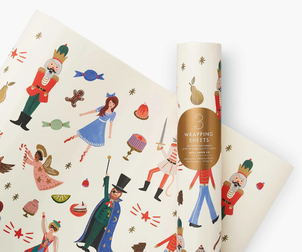 nutcracker wrapping sheets - roll of 3